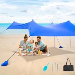 Costway Family Beach Tent Canopy W/4 Poles Sandbag Anchors 10'x9' UPF50+ Purple/Green/Blue -OUTSUNNY Shop GUEST 01879521 d66c 423a 92fc 4640bfd15e5c
