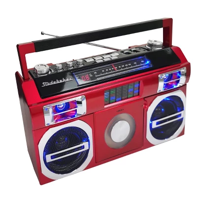 Studebaker SB2145 80's Retro Street Portable Bluetooth Boombox With FM Radio, CD Player, LED EQ And 10 Watts RMS Power 4 Studebaker SB2145 80's Retro Street Portable Bluetooth Boombox With FM Radio, CD Player, LED EQ And 10 Watts RMS Power - Image 2