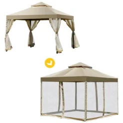 Costway Outdoor 2-Tier 10'x10' Gazebo Canopy Shelter Awning Tent Patio Garden Screw-free Structure Brown 12 Costway Outdoor 2-Tier 10'x10' Gazebo Canopy Shelter Awning Tent Patio Garden Screw-free Structure Brown -OUTSUNNY Shop GUEST 071f71a0 1d1f 4247 861f f512f8a4f618