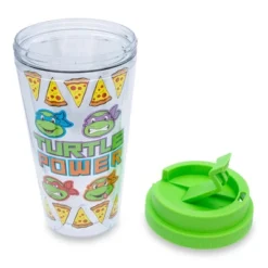 Silver Buffalo Teenage Mutant Ninja Turtles Pizza Slices Plastic Travel Tumbler | 16 Ounces