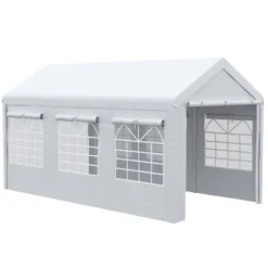 Outsunny 10' X 20' Carport & Party Tent, Height Adjustable Portable Garage With Mesh Windows For Parties, Wedding And Events -OUTSUNNY Shop GUEST 094118c5 d450 4eee 9994 ad7169382921