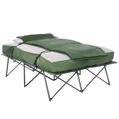 Outsunny 2-Person Folding Camping Cot Portable Outdoor Bed Set With Sleeping Bag, Inflatable Air Mattress, Comfort Pillows And Carry Bag For Outdoor 5 Outsunny 2-Person Folding Camping Cot Portable Outdoor Bed Set With Sleeping Bag, Inflatable Air Mattress, Comfort Pillows And Carry Bag For Outdoor - Image 3