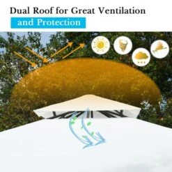 Tangkula 2 Tier 10'x10'Patio Steel Gazebo Outdoor Canopy Tent Steel Frame Shelter Awning W/Side Walls For Patio Yard Garden -OUTSUNNY Shop GUEST 0aac3152 c01c 4b52 84b6 8dca7ad8c7c3