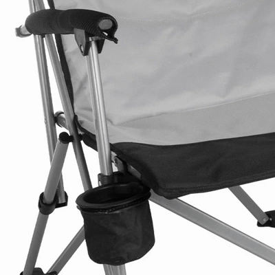 KingCamp Padded Outdoor Folding Lounge Chair Swiveling Cupholder, Side Pocket, And Carry Bag For Camping, Sporting Events, And Tailgating, Black/Grey 5 KingCamp Padded Outdoor Folding Lounge Chair Swiveling Cupholder, Side Pocket, And Carry Bag For Camping, Sporting Events, And Tailgating, Black/Grey - Image 3