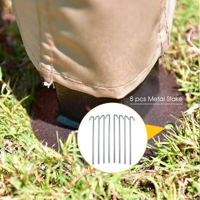 Costway Outdoor 2-Tier 10'x10' Gazebo Canopy Shelter Awning Tent Patio Garden Screw-free Structure Brown 8 Costway Outdoor 2-Tier 10'x10' Gazebo Canopy Shelter Awning Tent Patio Garden Screw-free Structure Brown - Image 6