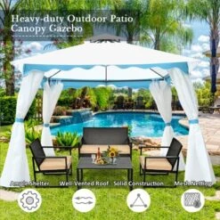 Tangkula 2 Tier 10'x10'Patio Steel Gazebo Outdoor Canopy Tent Steel Frame Shelter Awning W/Side Walls For Patio Yard Garden -OUTSUNNY Shop GUEST 0c3f140b 37fe 4415 aa8f 86a10f60cf80