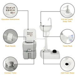 Costway Outdoor Wash Sink And Potable Toilet Set 4.5 Gallon Sink & 5.3 Gallon Toilet -OUTSUNNY Shop GUEST 0c6c9ac8 17a0 484f 9e44 84ea611fa492