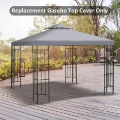 Outsunny 10' X 10' Gazebo Replacement Canopy 2 Tier Top UV Cover Pavilion Garden Patio Outdoor(TOP ONLY)