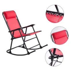 Costway Folding Zero Gravity Rocking Chair Rocker Porch Outdoor Patio Headrest Red -OUTSUNNY Shop GUEST 0f395454 ea97 40ae bca9 eaea62dd1b11