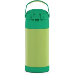 THERMOS FUNTAINER 12 Ounce Stainless Steel Vacuum Insulated Kids Straw Bottle Lime/Orange