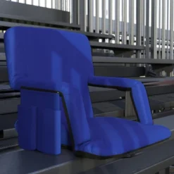 Emma And Oliver Portable Stadium Chair With Armrests, Reclining Padded Back & Seat, Lightweight Metal Frame & Backpack Straps, Storage Pockets