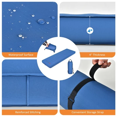 Costway Folding Sleeping Pad, Self Inflating Camping Mattress With Carrying Bag GreenBlue 10 Costway Folding Sleeping Pad, Self Inflating Camping Mattress With Carrying Bag GreenBlue - Image 8