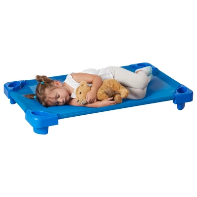 ECR4Kids Stackable Kiddie Cot, Toddler Size, Classroom Furniture, Blue, 6-Pack 4 ECR4Kids Stackable Kiddie Cot, Toddler Size, Classroom Furniture, Blue, 6-Pack - Image 2