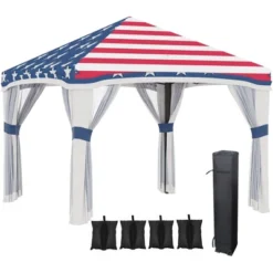 Outsunny 10' X 10' Pop Up Canopy With Nettings, Foldable Party Tent With Wheeled Carry Bag And 4 Sand Bags -OUTSUNNY Shop GUEST 1b1d94e4 6386 4746 9501 9b2fed6096e6