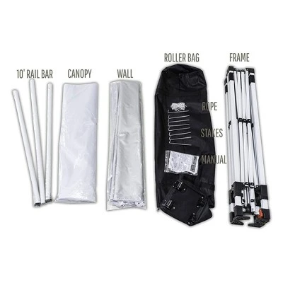 OneTouch 1010COM 10 Foot X 10 Foot Instant Event Canopy Tent With Durable Rail Bars, Center Lock Technology, And A Shaded Sidewall Panel, White 5 OneTouch 1010COM 10 Foot X 10 Foot Instant Event Canopy Tent With Durable Rail Bars, Center Lock Technology, And A Shaded Sidewall Panel, White - Image 3