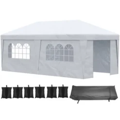 Outsunny 19' X 10' Large Party Tent, Height Adjustable Pop Up Canopy With Weight Bags And Wheeled Carry Bag -OUTSUNNY Shop GUEST 1bce1c60 3345 48a1 9c67 79d2f03fee3f
