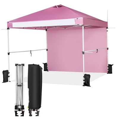 Costway 10'x10'Commercial Pop-up Canopy Tent Sidewall Folding Market Patio White/Pink 11 Costway 10'x10'Commercial Pop-up Canopy Tent Sidewall Folding Market Patio White/Pink - Image 9