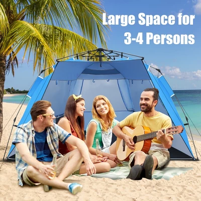 Costway 3-4 Person Easy Pop Up Beach Tent UPF 50Plus Portable Sun Shelter Orange/Blue 3 Costway 3-4 Person Easy Pop Up Beach Tent UPF 50Plus Portable Sun Shelter Orange/Blue