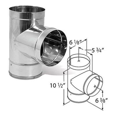 DuraVent DuraBlack 430 Stainless Steel, Durable And Easy Installation Single Wall Wood Burning Stove Pipe Connector Tee, Silver 6 DuraVent DuraBlack 430 Stainless Steel, Durable And Easy Installation Single Wall Wood Burning Stove Pipe Connector Tee, Silver - Image 4