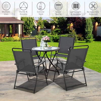Costway 4PCS Outdoor Patio Folding Chair Armrest Portable Camping Lawn Garden 5 Costway 4PCS Outdoor Patio Folding Chair Armrest Portable Camping Lawn Garden - Image 3