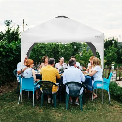 Tangkula Pop-up Canopy Tent 6.6’ X 6.6’ Height Adjustable Commercial Instant Canopy W/ Portable Roller Bag Blue/ White/ Grey 4 Tangkula Pop-up Canopy Tent 6.6’ X 6.6’ Height Adjustable Commercial Instant Canopy W/ Portable Roller Bag Blue/ White/ Grey - Image 2