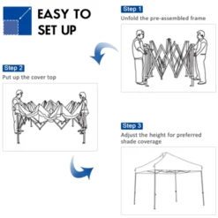 Tangkula 10' X 10' Pop Up Canopy Tent Easy Set-up Outdoor Tent Commercial Instant Shelter W/ 3 Adjustable Heights Blue/Grey/White -OUTSUNNY Shop GUEST 288c41f3 613d 481e b683 8daaa877bcac