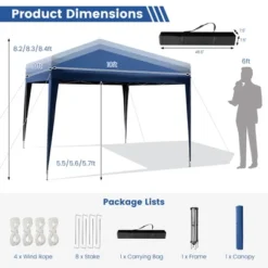 Costway Patio 10x10ft Outdoor Instant Pop-up Canopy Folding Sun Shelter Carry Bag Navy/Grey/White -OUTSUNNY Shop GUEST 2898a2e1 b3aa 48fe bd0b ea1f4746e811