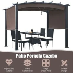 Tangkula Outdoor Retractable Pergola 10 X 10ft Patio Pergola Gazebo Sun Shade Shelter Canopy W/Heavy Duty Steel Frame For Beach -OUTSUNNY Shop GUEST 2996ca2d fa42 4dde 86a1 d07e1166a435