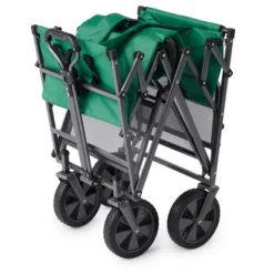 Mac Sports Double Decker Heavy Duty Steel Frame Collapsible Outdoor 150 Pound Capacity Yard Cart Utility Garden Wagon With Lower Storage Shelf, Green -OUTSUNNY Shop GUEST 2b4ef4c2 19b3 42cd 9c32 27252f39b75f