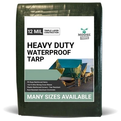 Moose Supply Heavy Duty Waterproof Poly Tarp Covers, Green/Brown, 12 Mil 10 Moose Supply Heavy Duty Waterproof Poly Tarp Covers, Green/Brown, 12 Mil - Image 8