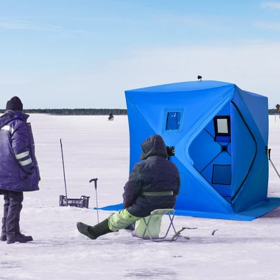 Outsunny 2 Person Ice Fishing Shelter, Waterproof Oxford Fabric Portable Pop-up Ice Tent With Bag For Outdoor Fishing 4 Outsunny 2 Person Ice Fishing Shelter, Waterproof Oxford Fabric Portable Pop-up Ice Tent With Bag For Outdoor Fishing - Image 2