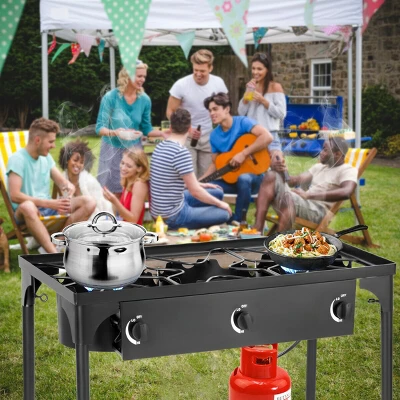 Costway Portable Propane 225,000-BTU 3 Burner Gas Cooker Outdoor Camp Stove BBQ 4 Costway Portable Propane 225,000-BTU 3 Burner Gas Cooker Outdoor Camp Stove BBQ - Image 2