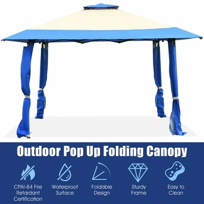 Costway 13'x13' Gazebo Canopy Shelter Awning Tent Patio Garden Outdoor Companion Blue 6 Costway 13'x13' Gazebo Canopy Shelter Awning Tent Patio Garden Outdoor Companion Blue - Image 4