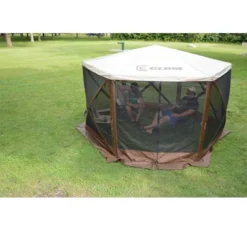 CLAM Quick-Set Escape 12 X 12 Foot Sky Screen Pop Up Camping Outdoor Gazebo 6 Sided Canopy Shelter + 6 Pack Of Wind And Sun Panels, Brown -OUTSUNNY Shop GUEST 38550f69 c172 4e40 9935 4c66f5f5ec56
