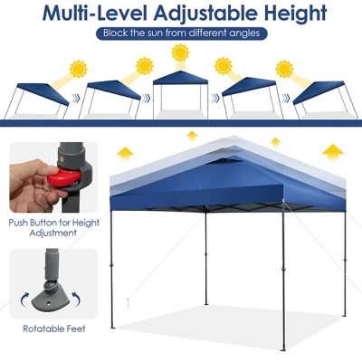 Costway Patio 10x10ft Outdoor Instant Pop-up Canopy Folding Tent Sun Shelter UV50+ Gray/Blue/White 11 Costway Patio 10x10ft Outdoor Instant Pop-up Canopy Folding Tent Sun Shelter UV50+ Gray/Blue/White - Image 9