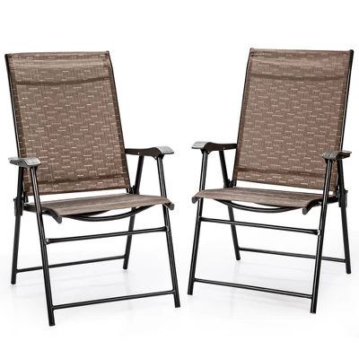 Costway 2PCS Outdoor Patio Folding Chair Camping Portable Lawn Garden W/Armrest 3 Costway 2PCS Outdoor Patio Folding Chair Camping Portable Lawn Garden W/Armrest