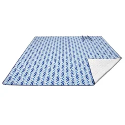 KingCamp 3-Layered Portable Outdoor Waterproof Roll Up Picnic Blanket W/Carry Handle For Beach, Camping, Or Hiking, XXXL, 78" X 118", Blue
