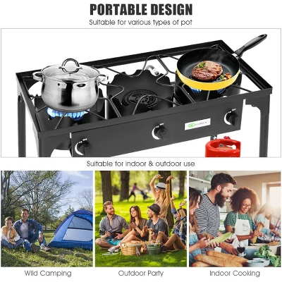 Costway Portable Propane 225,000-BTU 3 Burner Gas Cooker Outdoor Camp Stove BBQ 6 Costway Portable Propane 225,000-BTU 3 Burner Gas Cooker Outdoor Camp Stove BBQ - Image 4