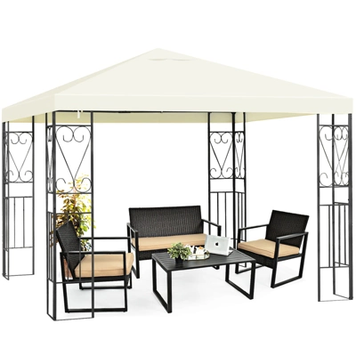 Tangkula 10'x10'Outdoor Canopy Gazebo Art Steel Frame Party Patio Large Canopy Gazebo 4 Tangkula 10'x10'Outdoor Canopy Gazebo Art Steel Frame Party Patio Large Canopy Gazebo - Image 2