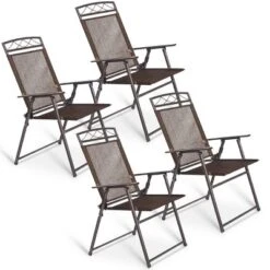 Costway Set Of 4 Patio Folding Sling Chairs Steel Textilene Camping Deck Garden Pool -OUTSUNNY Shop GUEST 4d5ec8ea e42c 45d0 bfb7 91f67649a7b7