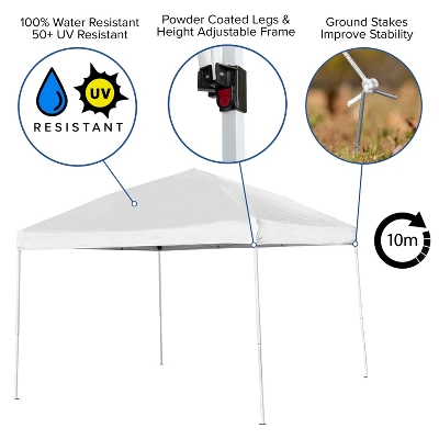 Flash Furniture 10'x10' Outdoor Pop Up Event Slanted Leg Canopy Tent With Carry Bag 6 Flash Furniture 10'x10' Outdoor Pop Up Event Slanted Leg Canopy Tent With Carry Bag - Image 4