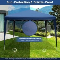Costway Patio 10x10ft Outdoor Instant Pop-up Canopy Folding Sun Shelter Carry Bag Navy/Grey/White -OUTSUNNY Shop GUEST 4e4f3575 1255 4622 90e0 bcacbabed42f