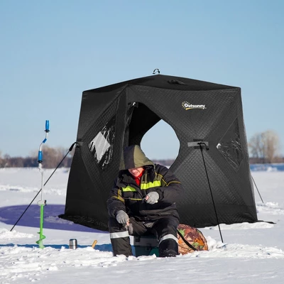 Outsunny 2 Person Insulated Ice Fishing Shelter Pop-Up Portable Ice Fishing Tent With Carry Bag And Anchors For -22℉ 4 Outsunny 2 Person Insulated Ice Fishing Shelter Pop-Up Portable Ice Fishing Tent With Carry Bag And Anchors For -22℉ - Image 2