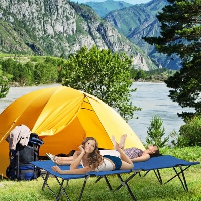 Outsunny 2 Person Folding Camping Cot, Portable Sleeping Cot With Carry Bag 3 Outsunny 2 Person Folding Camping Cot, Portable Sleeping Cot With Carry Bag