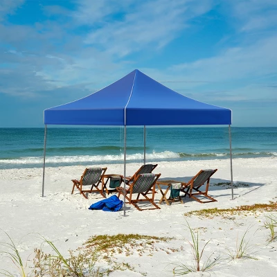 Pop-Up Canopy – Water-Resistant Outdoor Party Tent With Instant Set-Up, Easy Storage, And Portable Carry Bag – 10x10 Sun Shelter By Stalwart (Blue) 4 Pop-Up Canopy – Water-Resistant Outdoor Party Tent With Instant Set-Up, Easy Storage, And Portable Carry Bag – 10x10 Sun Shelter By Stalwart (Blue) - Image 2