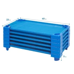 ECR4Kids Stackable Kiddie Cot, Toddler Size, Classroom Furniture, Blue, 6-Pack