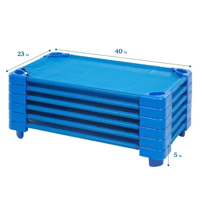 ECR4Kids Stackable Kiddie Cot, Toddler Size, Classroom Furniture, Blue, 6-Pack 3 ECR4Kids Stackable Kiddie Cot, Toddler Size, Classroom Furniture, Blue, 6-Pack