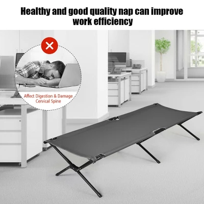 Costway Folding Camping Cot & Bed Heavy-Duty For Adults Kids W/ Carrying Bag 300LBS Grey 5 Costway Folding Camping Cot & Bed Heavy-Duty For Adults Kids W/ Carrying Bag 300LBS Grey - Image 3