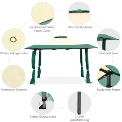 Costway 13'x13' Gazebo Canopy Shelter Awning Tent Patio Garden Green -OUTSUNNY Shop GUEST 58234c73 9d55 4430 aa5c b5cc73d2e20e