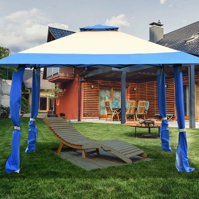 Costway 13'x13' Gazebo Canopy Shelter Awning Tent Patio Garden Outdoor Companion Blue 4 Costway 13'x13' Gazebo Canopy Shelter Awning Tent Patio Garden Outdoor Companion Blue - Image 2